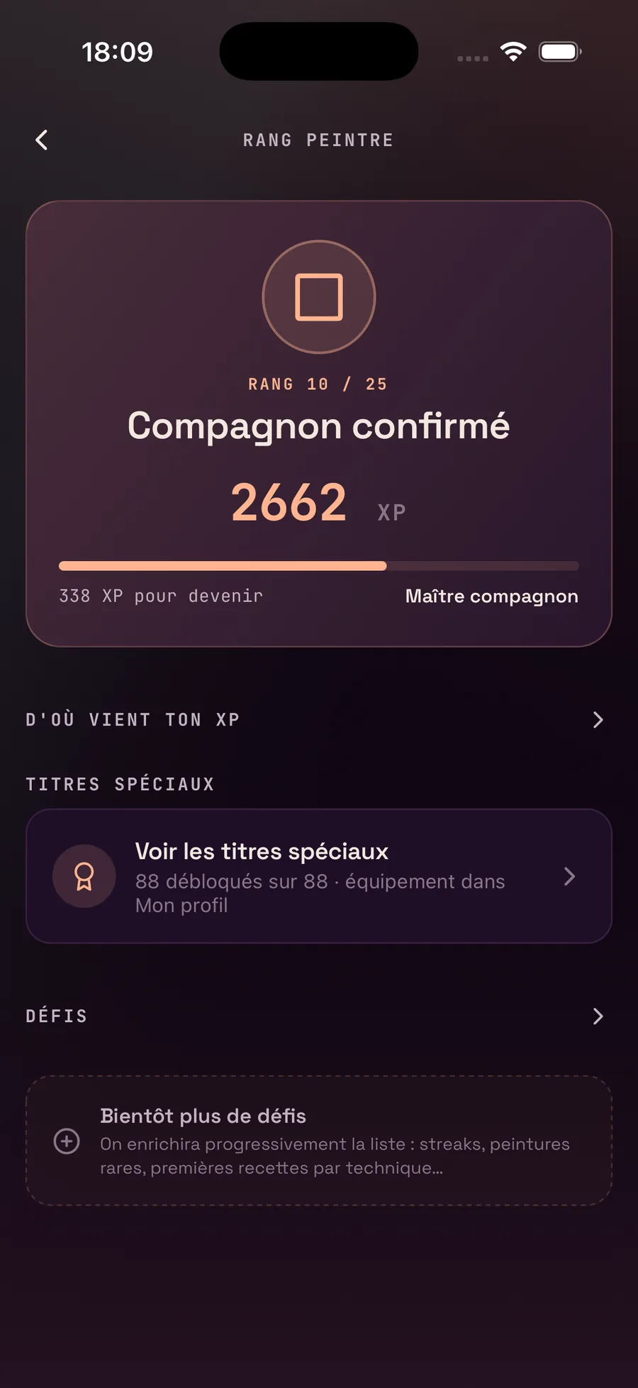 Palette Forge — Rangs et progression